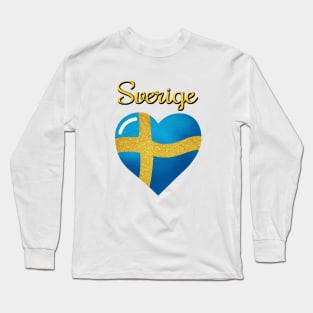 Sveriges flagga, the flag of sweden in a shape of heart Long Sleeve T-Shirt